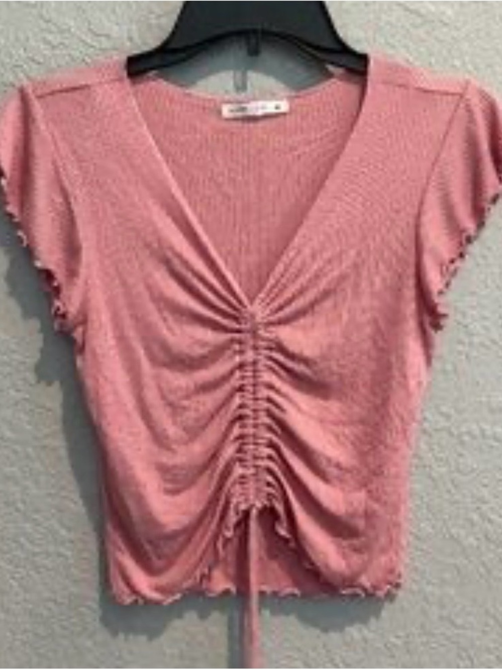 antistar-Pink Ribbed 90’s V-Neck Sleeveless Crop Top Sz XS